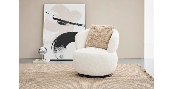 SESSEL in Bouclé Weiß  - Schwarz/Weiß, Design, Textil/Metall (73.5/72.5/71.5cm) - Xora