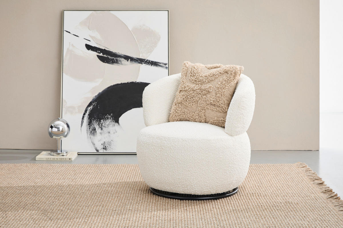 FÅTÖLJ i metall, textil vit  - vit/svart, Design, metall/textil (73.5/72.5/71.5cm) - Xora