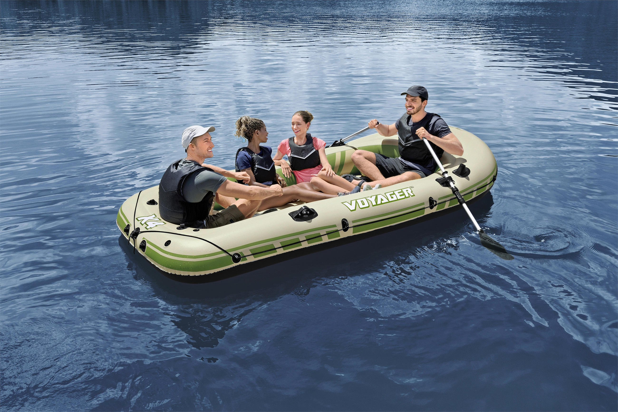 SCHLAUCHBOOT VOYAGER X4 RAFT  - Beige/Grün, KONVENTIONELL, Kunststoff/Metall (350/145/49cm) - Bestway