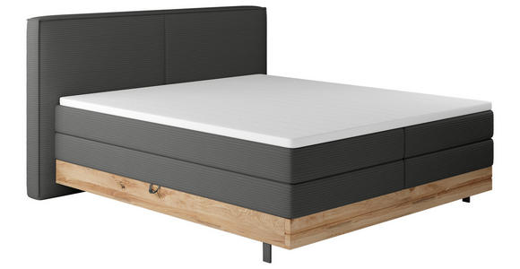 BOXSPRINGBETT 160/200 cm  in Anthrazit  - Anthrazit/Schwarz, Natur, Holz/Textil (160/200cm) - Valnatura