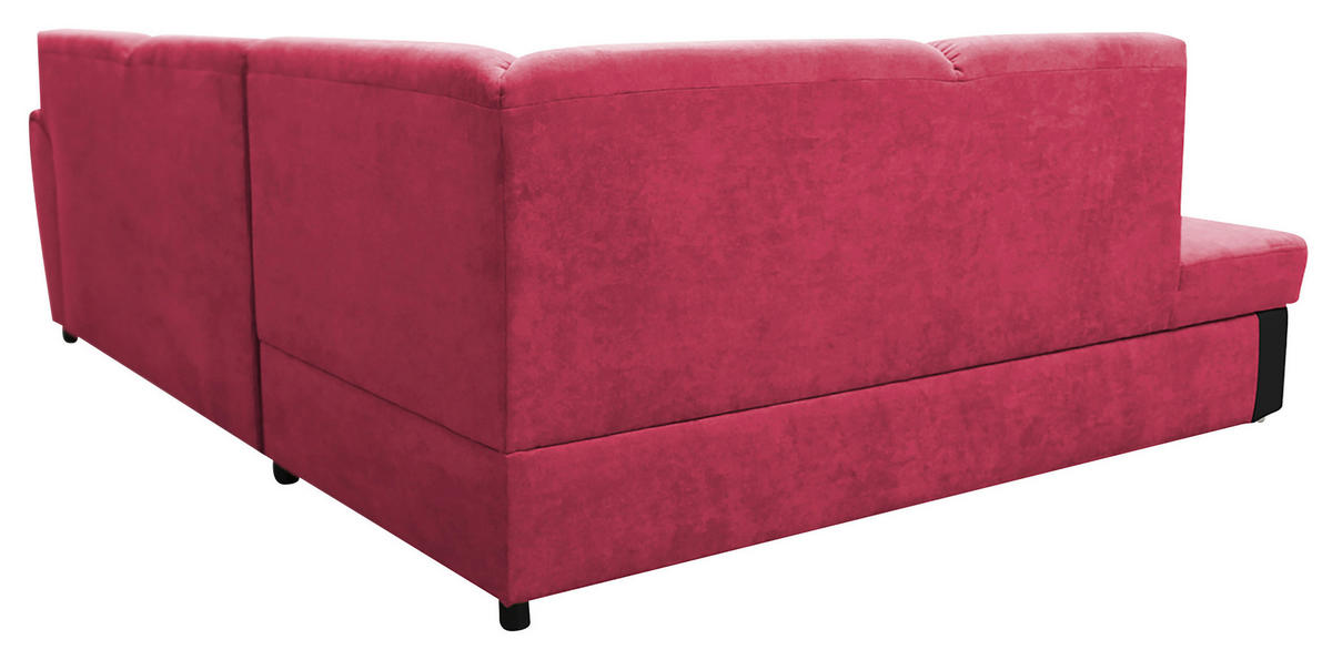 ECKSOFA Rot, Schwarz Velours  - Silberfarben/Rot, Design, Kunststoff/Textil (196/255cm) - MID.YOU