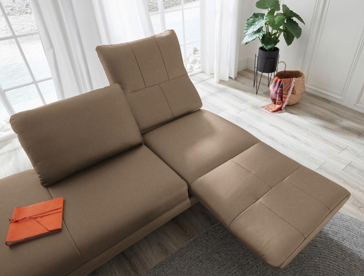 RÉCAMIERE in Echtleder Hellbraun  - Chromfarben/Hellbraun, Design, Leder/Metall (209/85-109/95-16cm) - Dieter Knoll