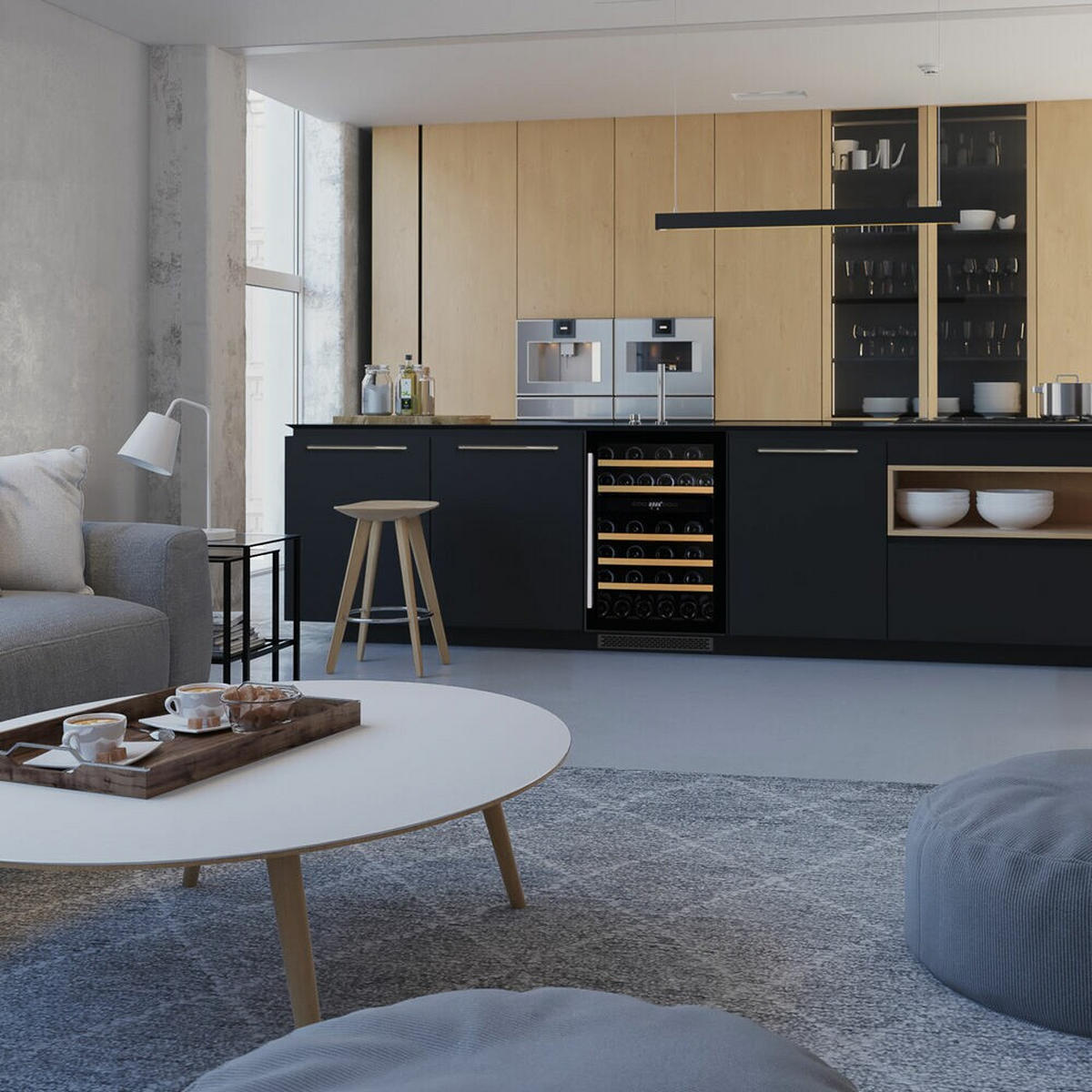 WEINKÜHLSCHRANK DAUF-38.100DSS  - Edelstahlfarben, Basics, Glas/Holz (49,5/82/57,5cm)