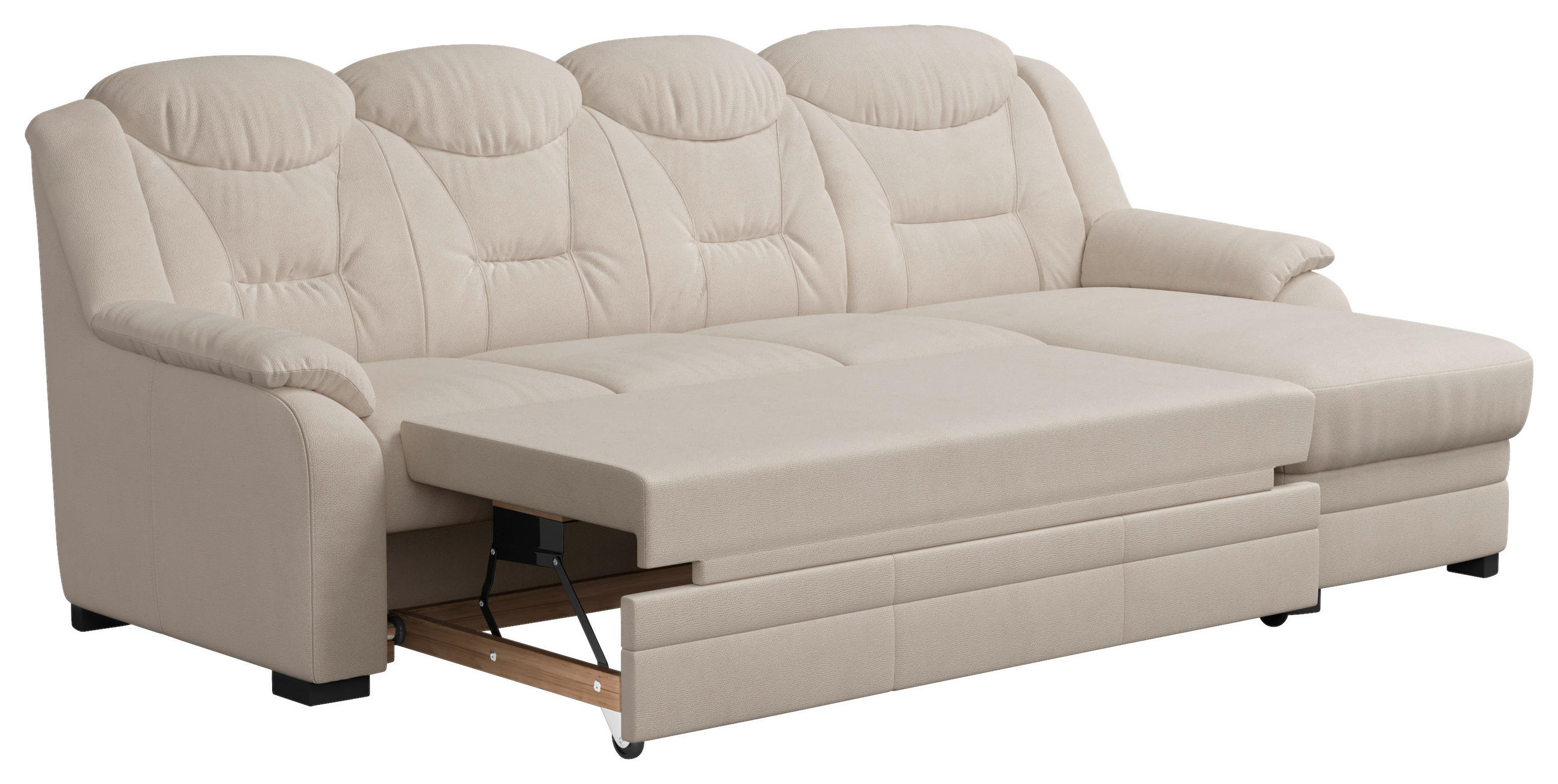 ECKSOFA in Chenille Beige 257/162 cm - Beige/Schwarz, Basics, Kunststoff/Textil (257/162cm) - MID.YOU
