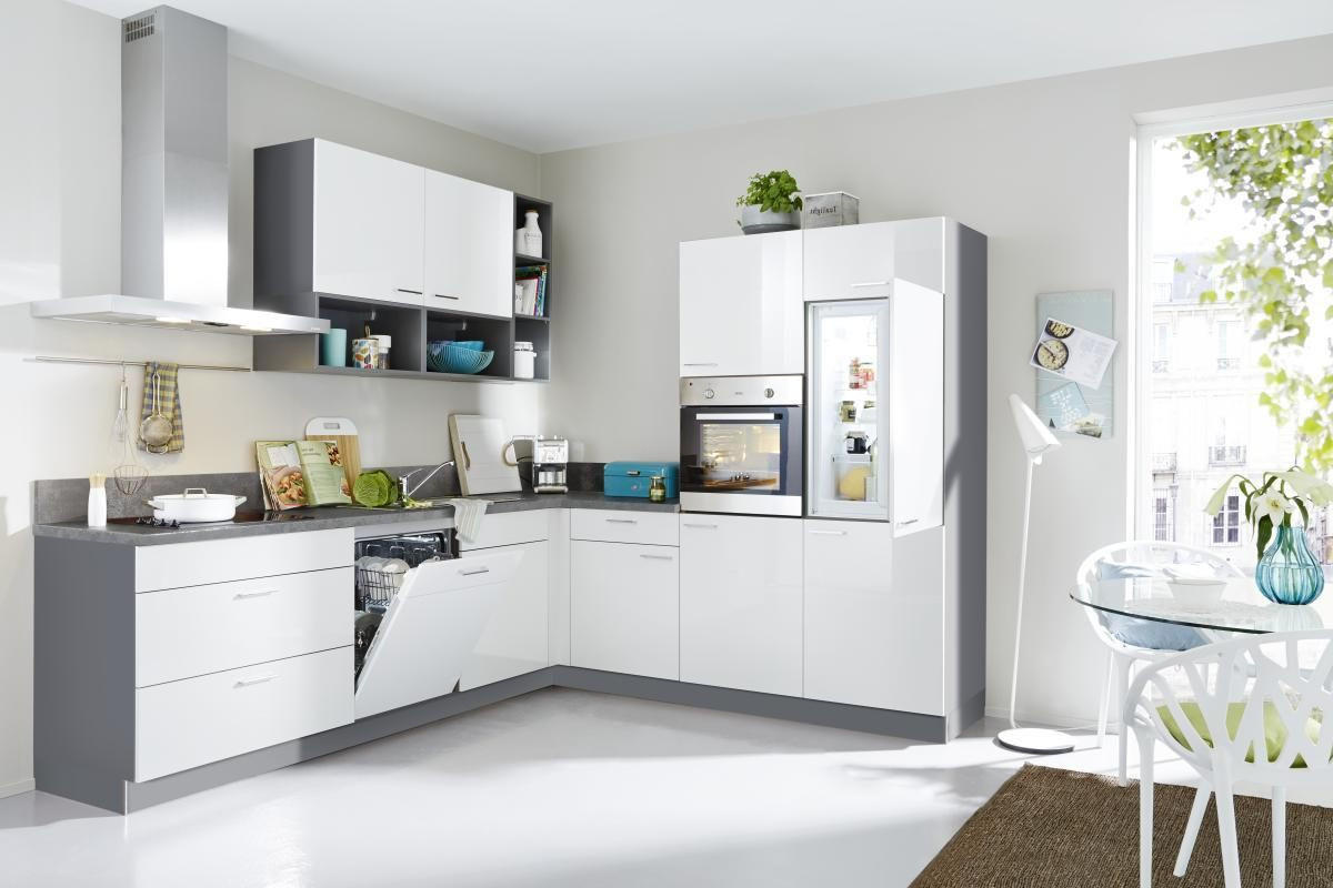 ROHOVÁ KUCHYŇA STAR 275 - sivá/biela, Design, kompozitné drevo (275/245cm) - Welnova