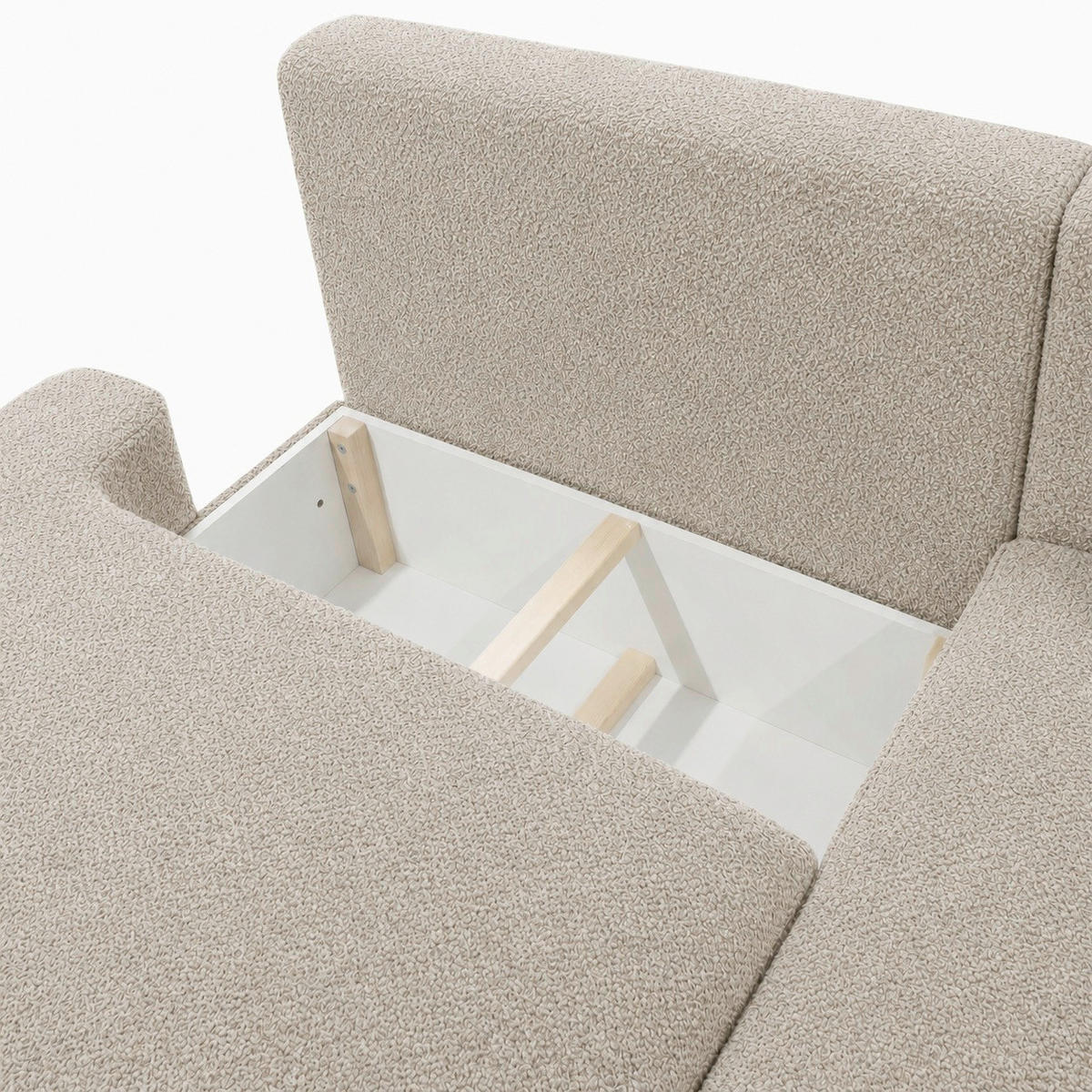 ECKSOFA FREDO Beige Bouclé  - Beige/Schwarz, Design, Kunststoff/Textil (233/150cm) - MID.YOU