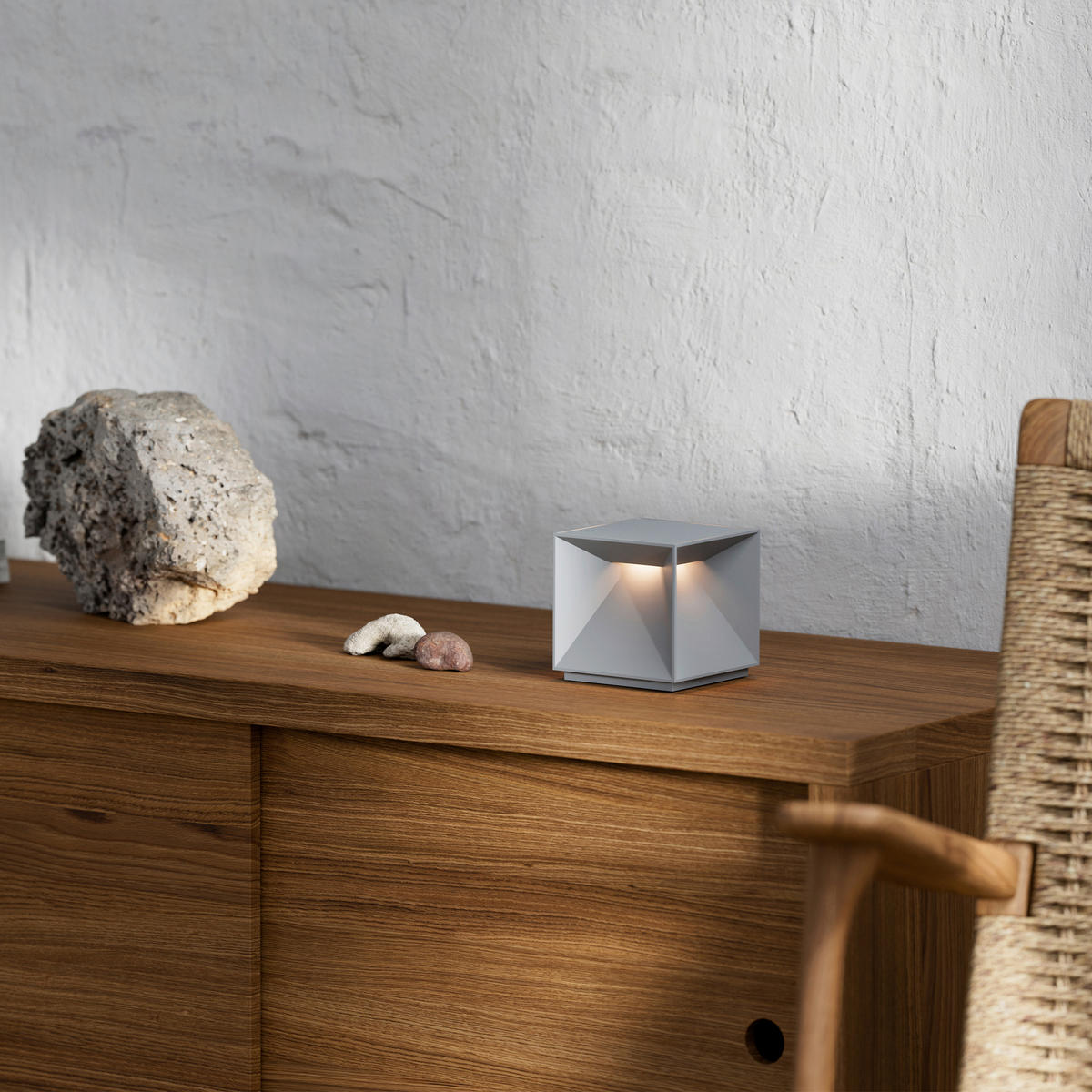 AKKU-TISCHLEUCHTE Nutalis 10/10/10 cm   - Hellgrau, Design, Metall (10/10/10cm)