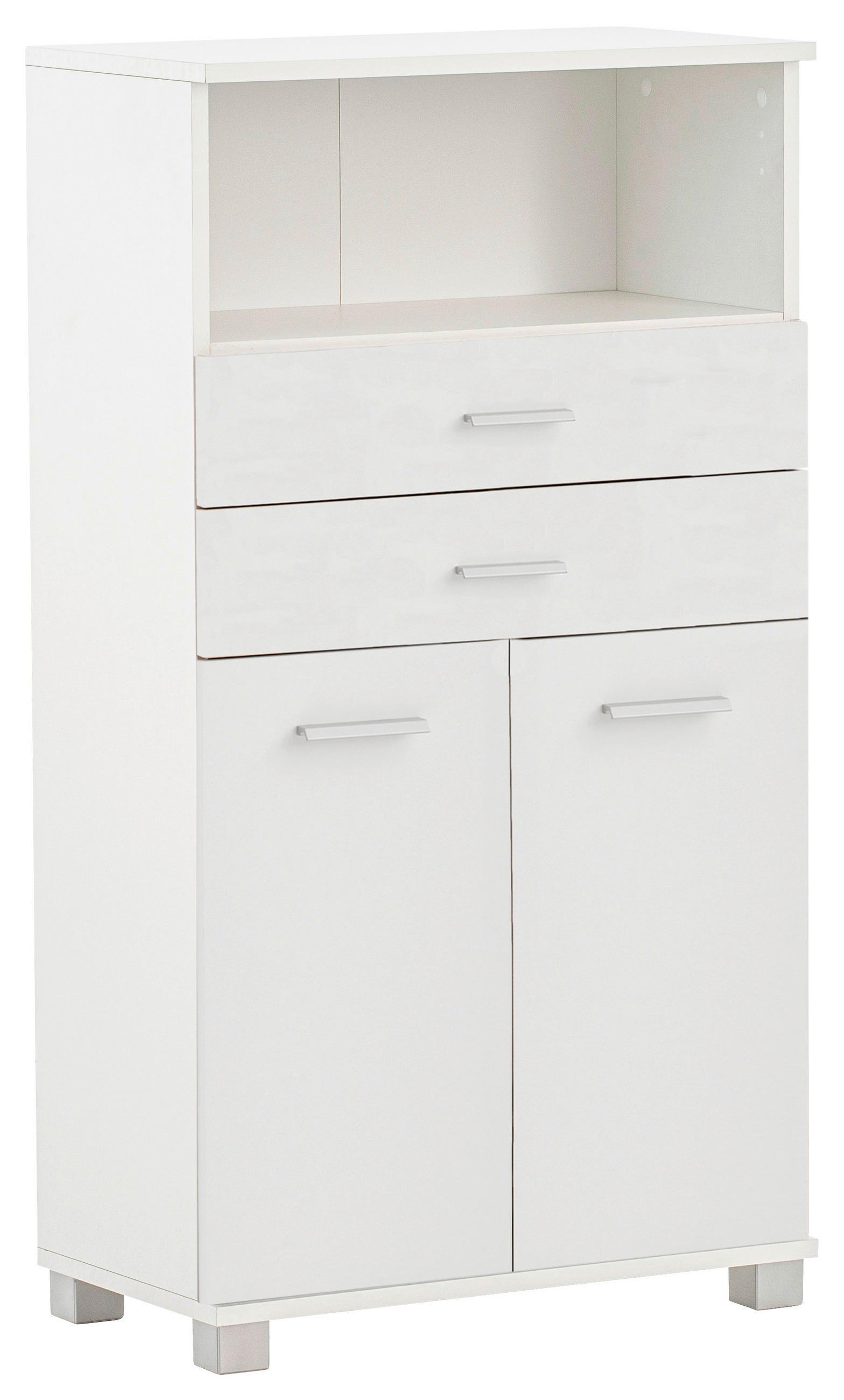 MIDISCHRANK 60/110,5/32,6 cm  - Silberfarben/Weiß, KONVENTIONELL, Holzwerkstoff/Kunststoff (60/110,5/32,6cm) - Stylife