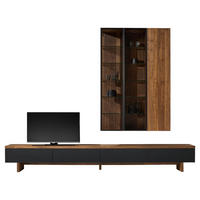 WOHNWAND  in Schwarz, Nussbaumfarben  320/240,8/48,3 cm  - Nussbaumfarben/Hellgrau, Design, Glas/Holz (320/240,8/48,3cm) - Team 7