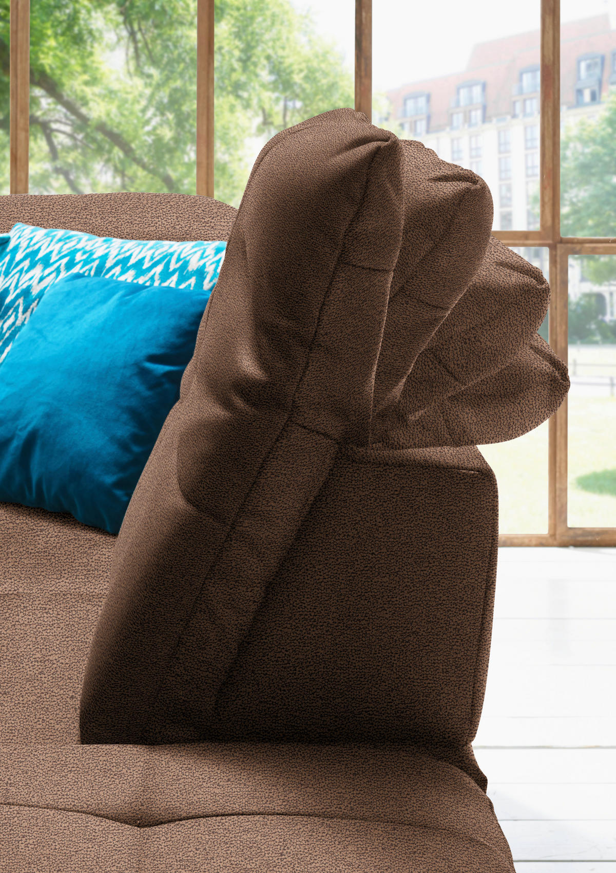 WOHNLANDSCHAFT  in Mikrofaser Haselnussfarben  - Chromfarben/Haselnussfarben, Design, Textil (195/371/260cm) - Beldomo Style