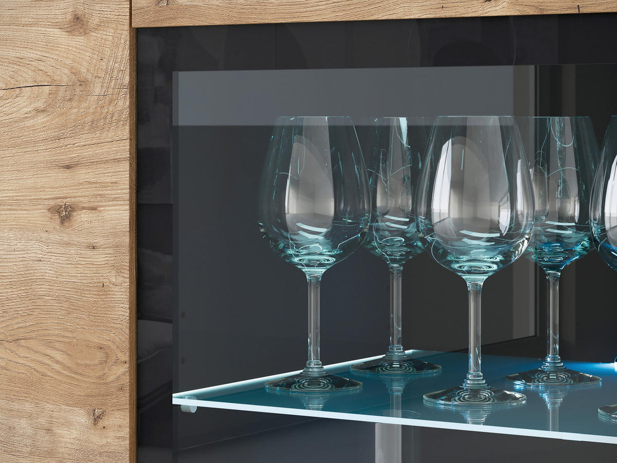 VYSOKÁ KOMODA, antracitová, farba duba košíčkatého, 120/103,3/39,5 cm - sivá/antracitová, Trend, kompozitné drevo/plast (120/103,3/39,5cm) - P & B