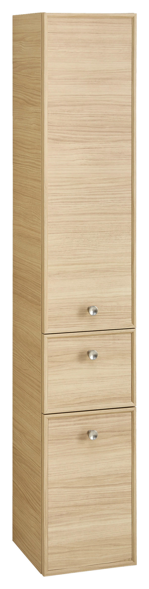 HOCHSCHRANK 30/168/33 cm  - Edelstahlfarben/Eichefarben, MODERN, Glas/Holzwerkstoff (30/168/33cm) - Sadena