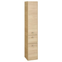 HOCHSCHRANK 30/168/33 cm  - Edelstahlfarben/Eichefarben, MODERN, Glas/Holzwerkstoff (30/168/33cm) - Sadena