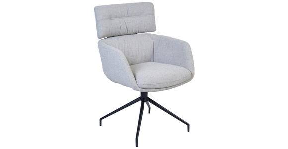 ARMLEHNSTUHL  Sitzfläche 360° drehbar, Stoffauswahl Webstoff  Grau, Schwarz  - Schwarz/Grau, Design, Textil/Metall (62/92/66cm) - Dieter Knoll