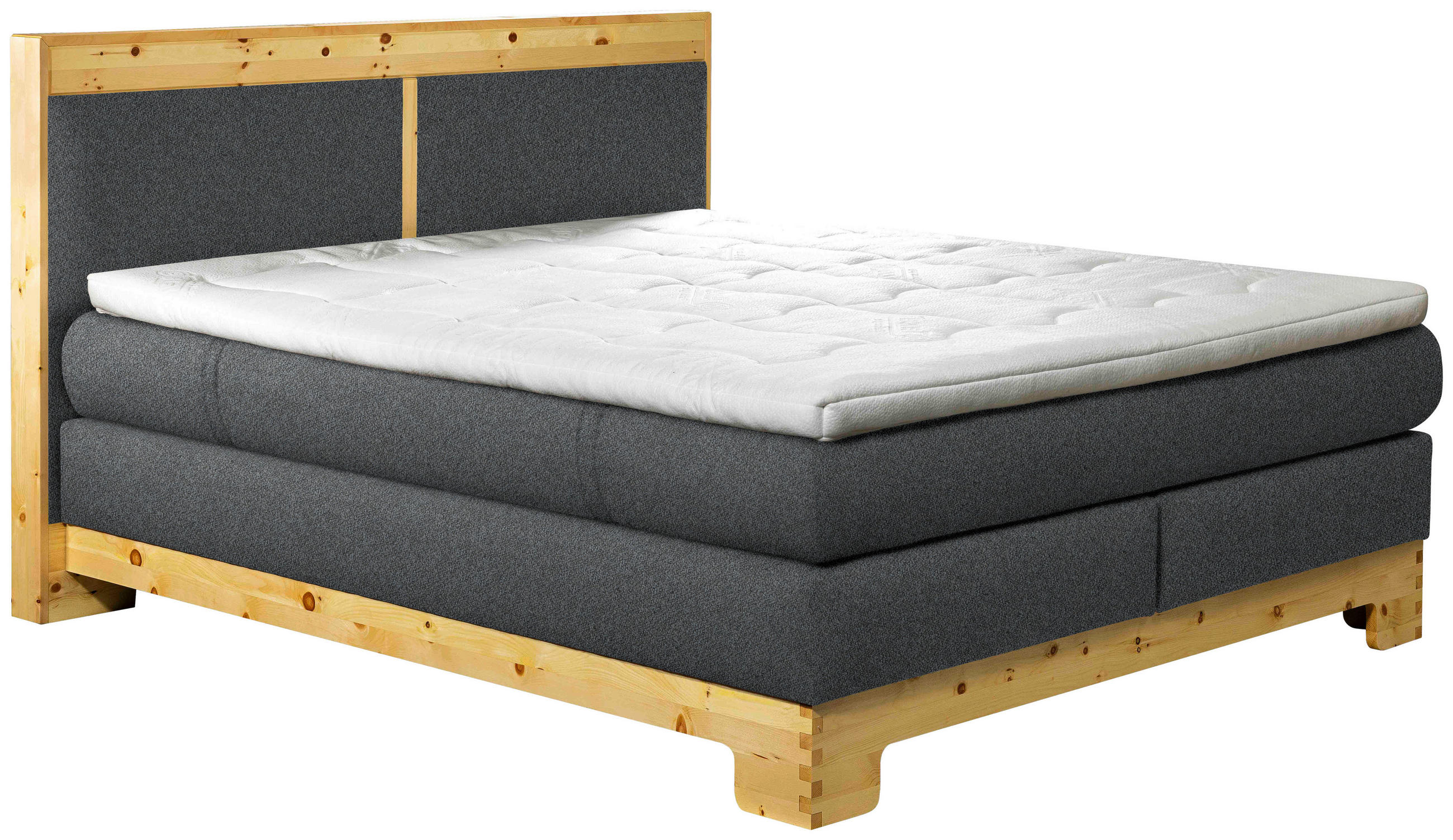 BOXSPRINGBETT 160/200 cm  in Dunkelgrau  - Dunkelgrau, Natur, Holz/Textil (160/200cm) - Linea Natura