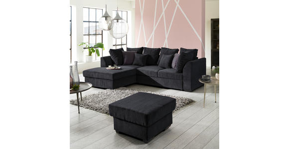 ECKSOFA in Cord Schwarz  - Schwarz, Design, Kunststoff/Textil (174/259cm) - Cantus