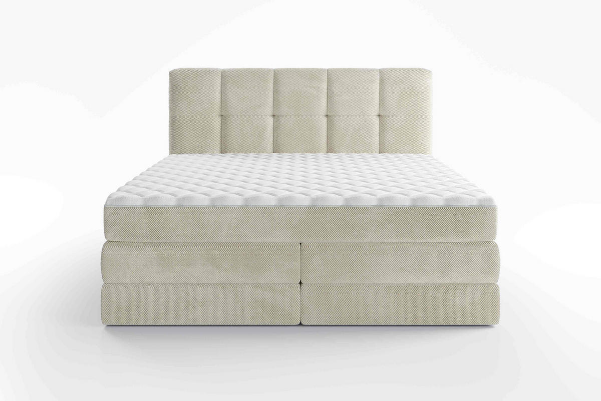 BOXSPRINGBETT 180/200 cm  in Creme  - Creme/Schwarz, Design, Kunststoff/Textil (180/200cm) - Esposa