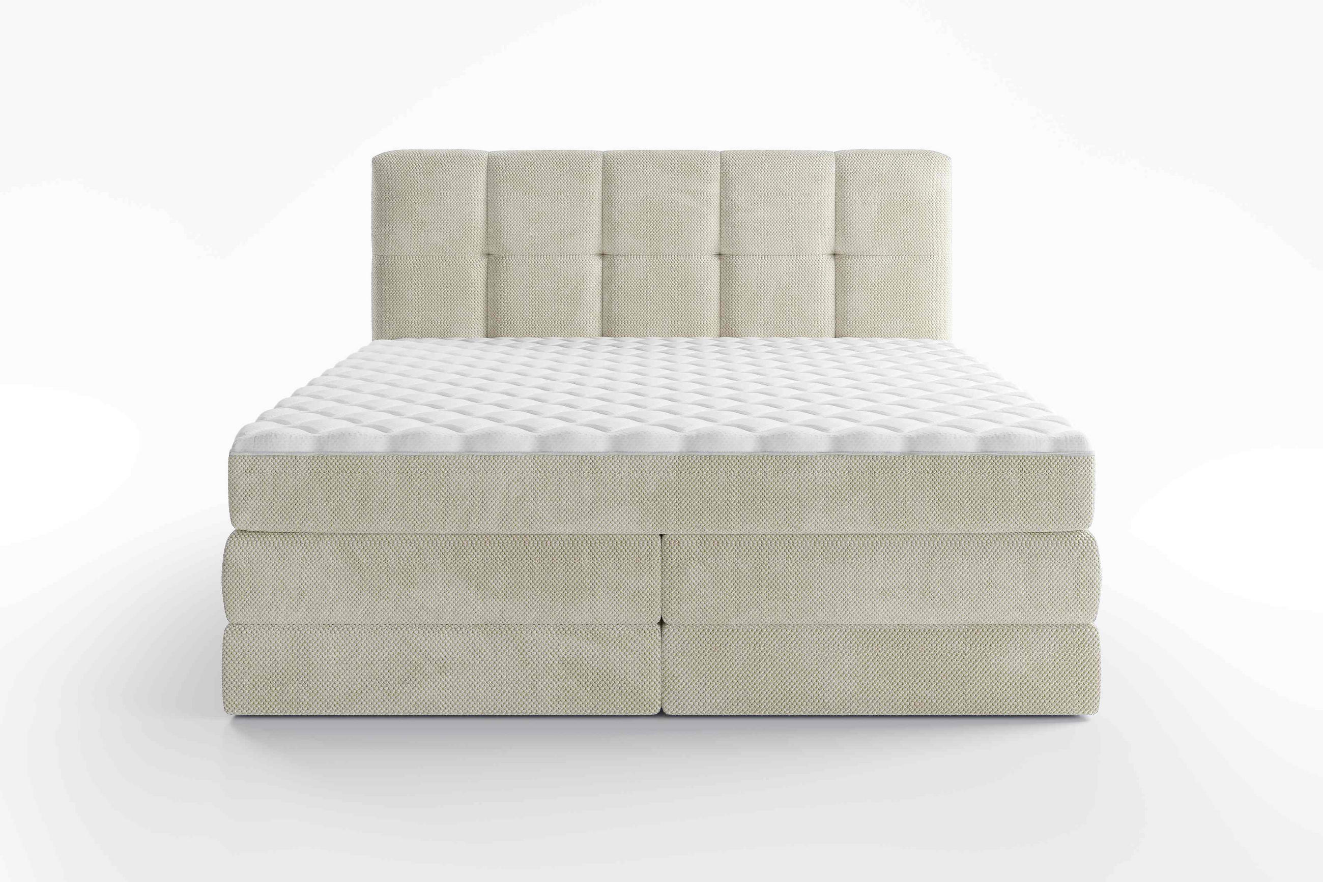 Thumbnail - Esposa Boxspringbett, Creme, Textil, H3 + H4, Höhe ca. 19 cm, 180x200 cm, gepolstertes Kopfteil, Stoffauswahl, Wendematr...