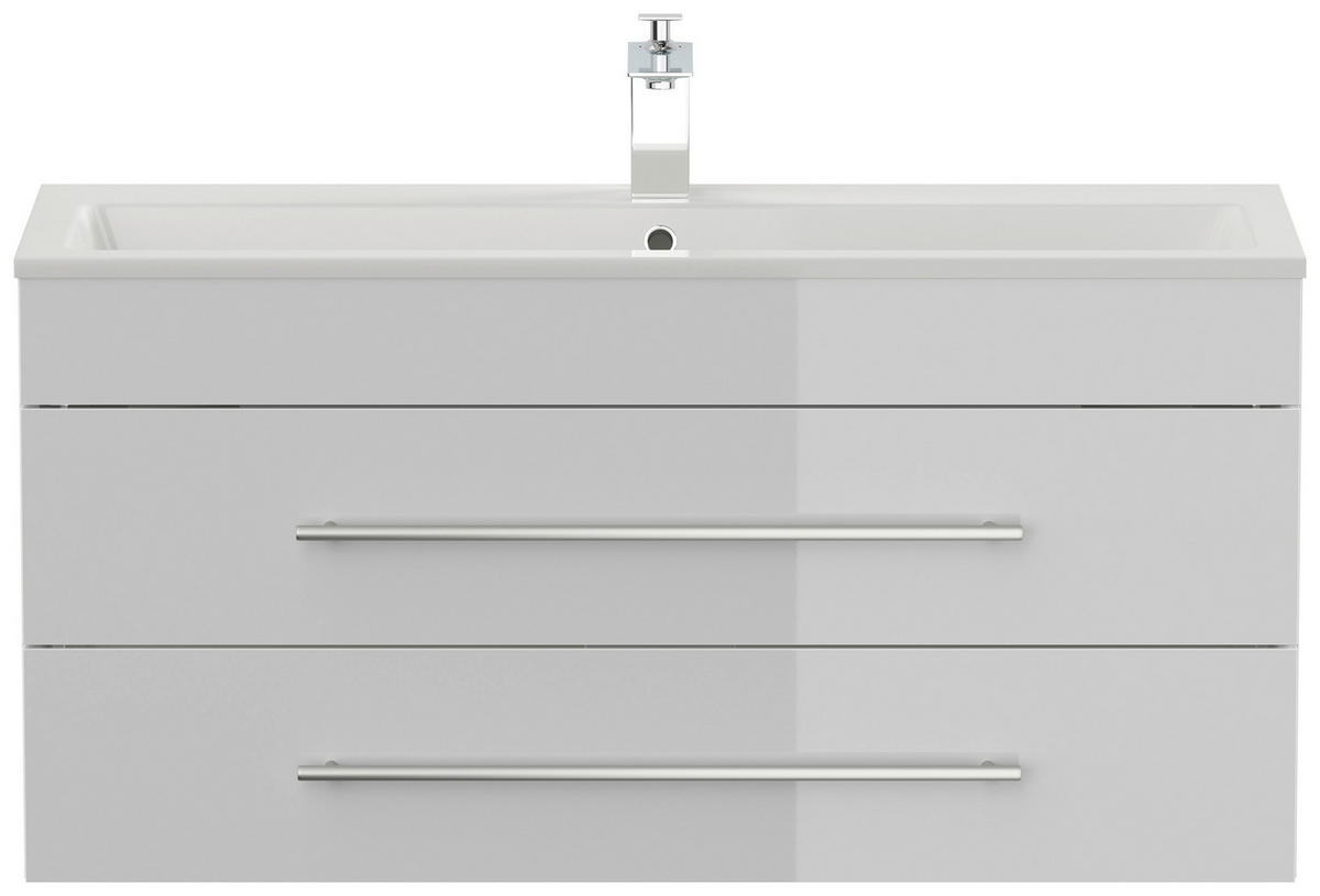 BADEZIMMER  in 100 cm  - Weiß Hochglanz/Silberfarben, MODERN, Holzwerkstoff/Metall (100cm) - MID.YOU