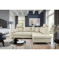 ECKSOFA SOLEI Beige Chenille Zierkissen, Bettkasten, Kopfstütze  - Beige/Schwarz, Design, Kunststoff/Textil (265/203cm) - MID.YOU