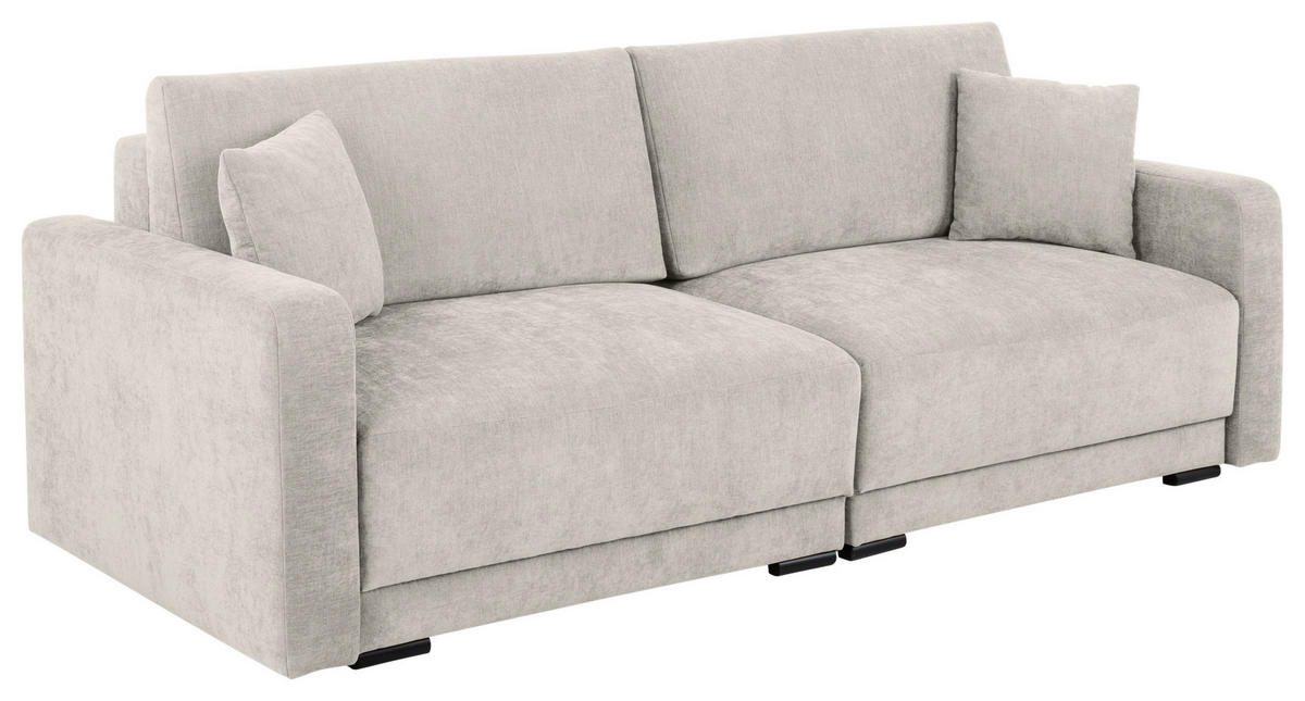 2-SITZER-SOFA in Chenille Creme  - Creme/Schwarz, Konventionell, Kunststoff/Textil (233/90/110cm) - MID.YOU