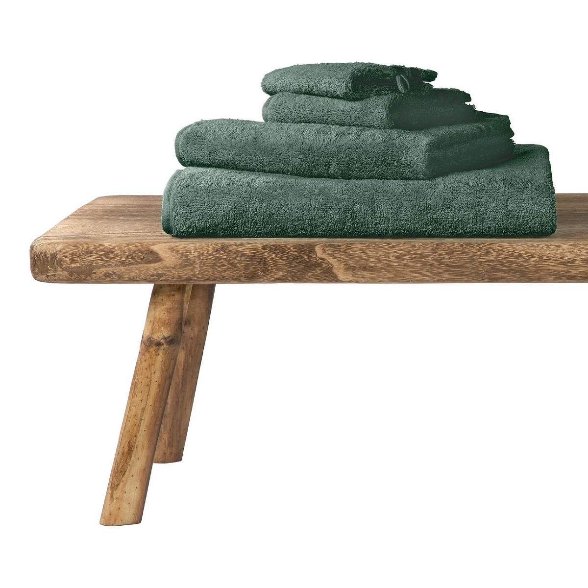 DUSCHTUCHSET Dunkelgrün 2-teilig  - Dunkelgrün, Basics, Textil (70/140cm)