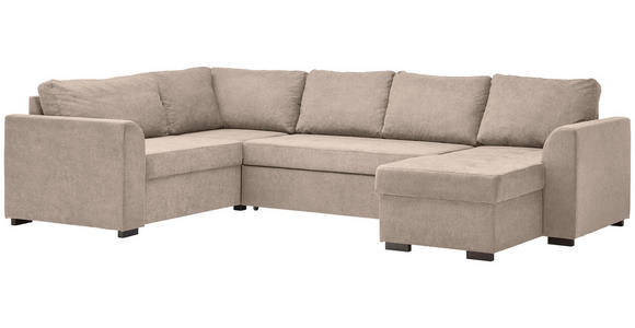 WOHNLANDSCHAFT  in Webstoff Beige  - Beige/Schwarz, Design, Kunststoff/Textil (205/311/160cm) - Xora