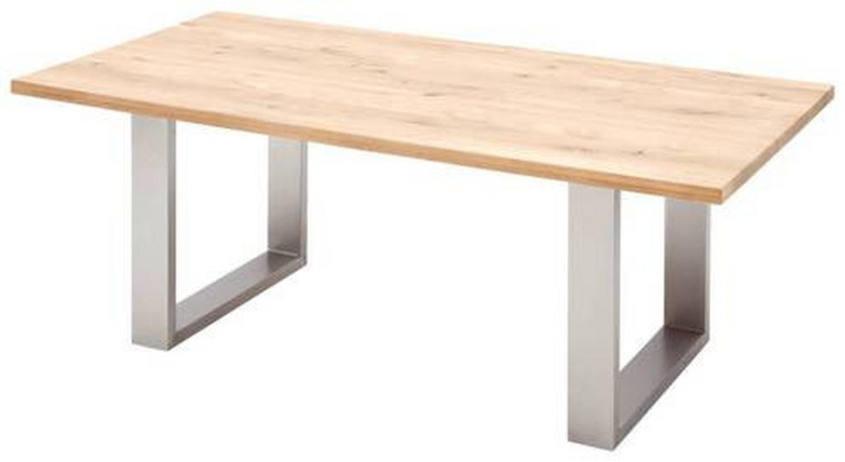JÍDELNÍ STŮL, trámový dub, barvy dubu, 160/90/77 cm - barvy dubu/barvy nerez oceli, Design, kov/dřevo (160/90/77cm) - Livetastic