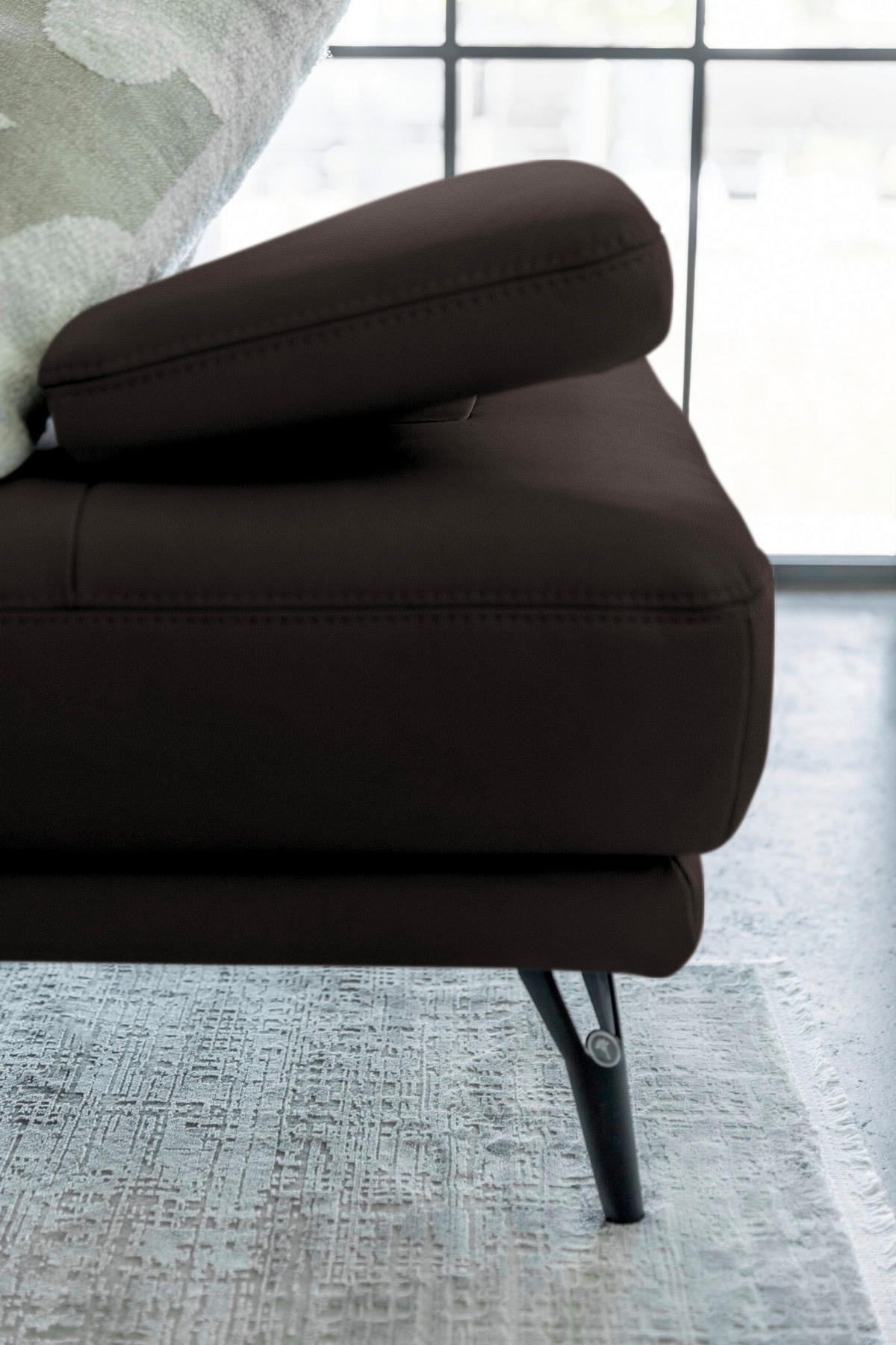 ECKSOFA Echtleder Schwarzbraun  - Schwarzbraun/Schwarz, Konventionell, Leder/Metall (301/180cm) - Joop!