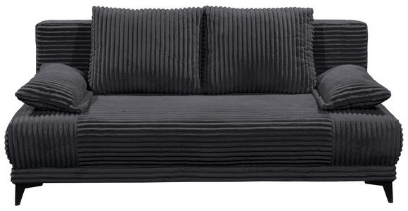 SCHLAFSOFA Cord Schwarz Rückenkissen, Armlehnenkissen, Bettkasten, Schlaffunktion, Rücken echt, Liegefläche im Originalstoff  - Schwarz, KONVENTIONELL, Kunststoff/Textil (211/96/105cm) - Carryhome