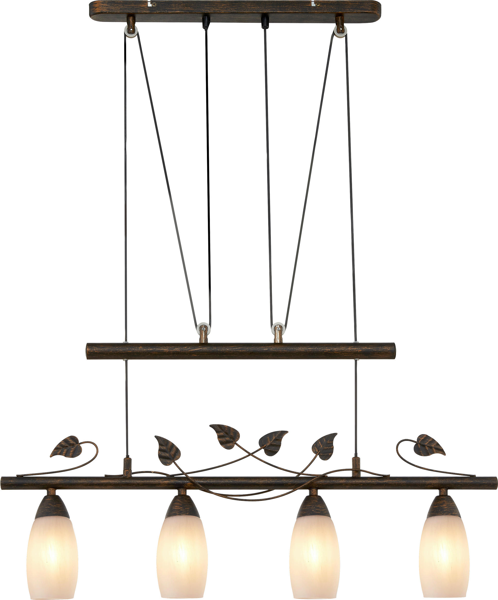 HÄNGELEUCHTE 72/10/100-160 cm   - Rostfarben/Weiß, KONVENTIONELL, Glas/Metall (72/10/100-160cm)