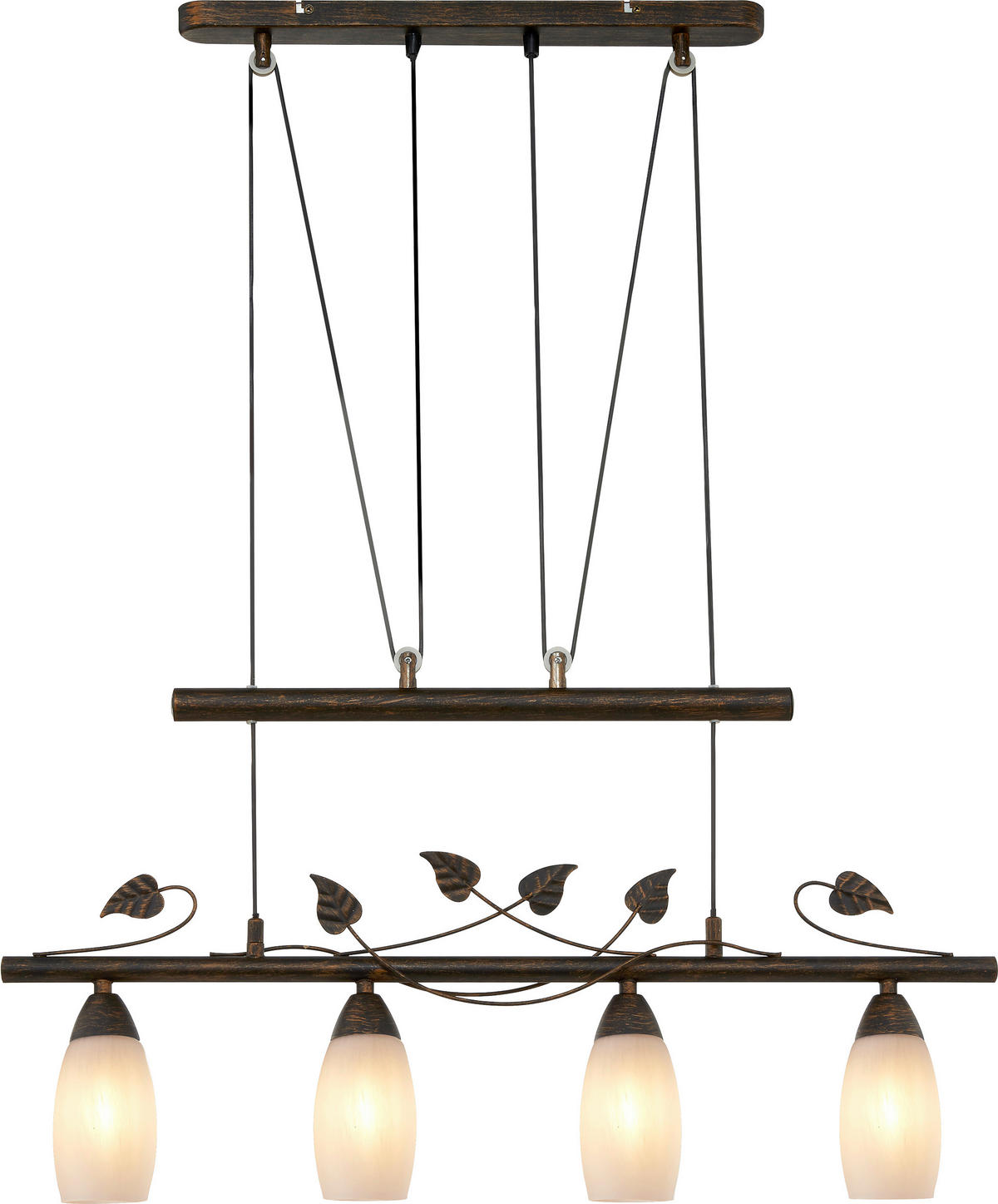 HÄNGELEUCHTE 72/10/100-160 cm   - Rostfarben/Weiß, KONVENTIONELL, Glas/Metall (72/10/100-160cm)