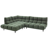 ECKSOFA Ottomane links, Eckteil  Olivgrün Feincord  - Schwarz/Olivgrün, Design, Holz/Textil (215/288cm) - Pure Home Lifestyle