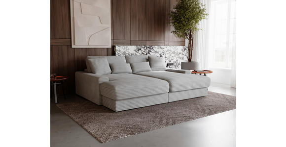 BIGSOFA Cord Hellgrau - Hellgrau/Schwarz, MODERN, Kunststoff/Textil (230/85/190cm) - Carryhome