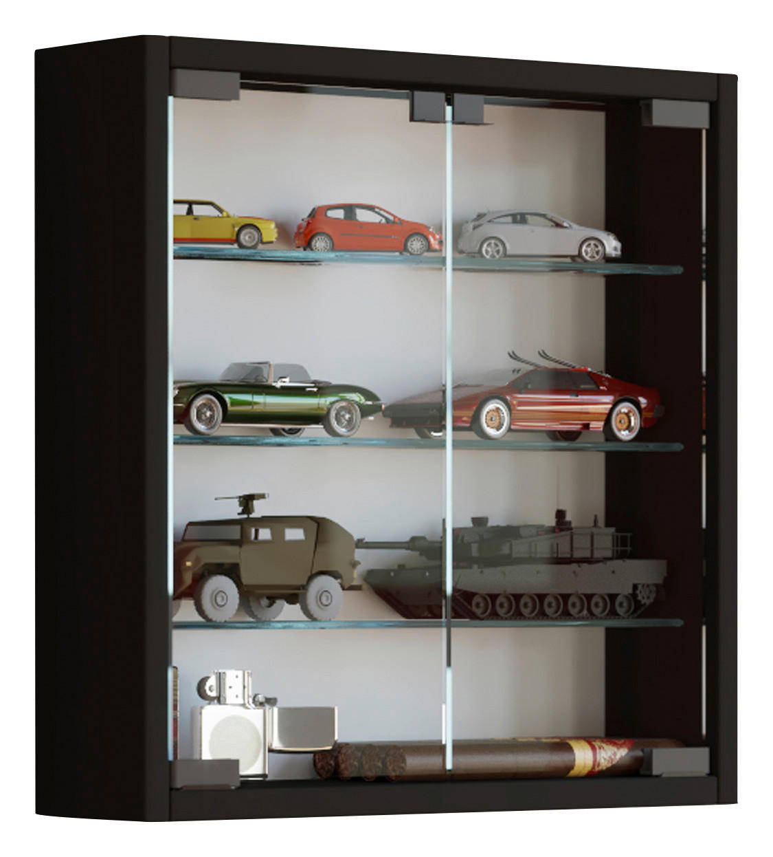 HÄNGEVITRINE Schwarz Befestigungsmaterial - Klar/Schwarz, KONVENTIONELL, Glas/Kunststoff (40/40/10cm) - MID.YOU