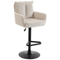 BARHOCKER Cord Beige Eisen Stoffauswahl, Sitzfläche 360° drehbar, inklusive Armlehnen  - Beige/Schwarz, Design, Textil/Metall (54/101-122/58cm) - Novel