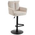 BARHOCKER Cord Beige Eisen Stoffauswahl, Sitzfläche 360° drehbar, inklusive Armlehnen  - Beige/Schwarz, Design, Textil/Metall (54/101-122/58cm) - Novel