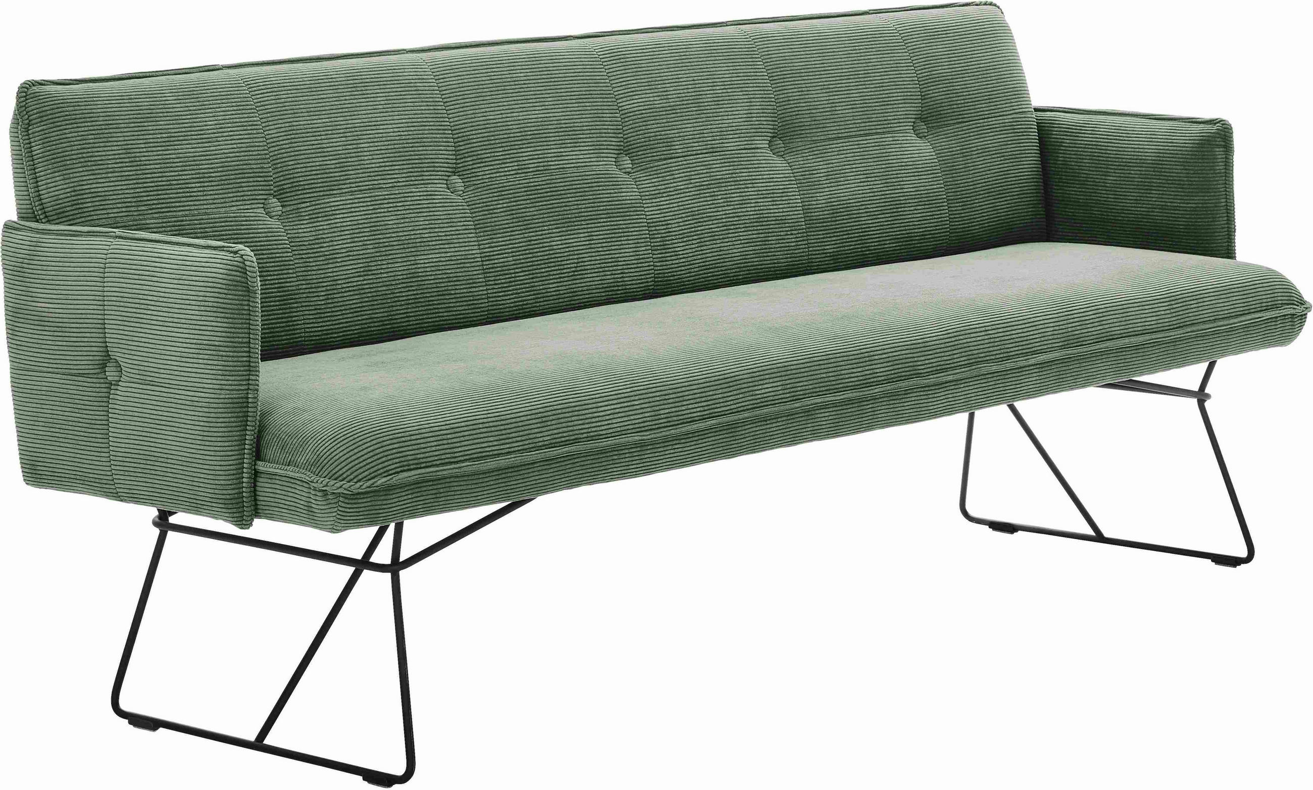 SITZBANK 212/89/70 cm  in Olivgrün  - Schwarz/Olivgrün, Design, Textil/Metall (212/89/70cm) - Pure Home Lifestyle