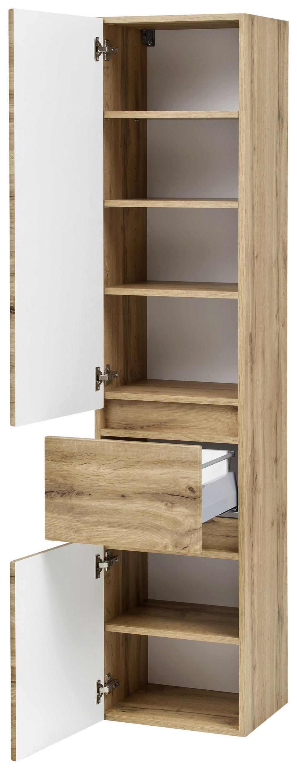 HOCHSCHRANK 40/180/35 cm  - Eichefarben/Silberfarben, KONVENTIONELL, Holzwerkstoff/Kunststoff (40/180/35cm) - Held