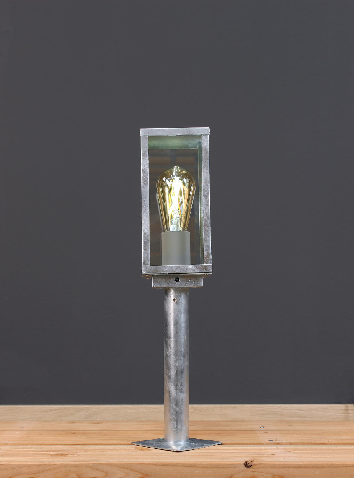 POLLERLEUCHTE Karo   - Klar/Zinkfarben, Design, Glas/Metall (50/11/11cm)