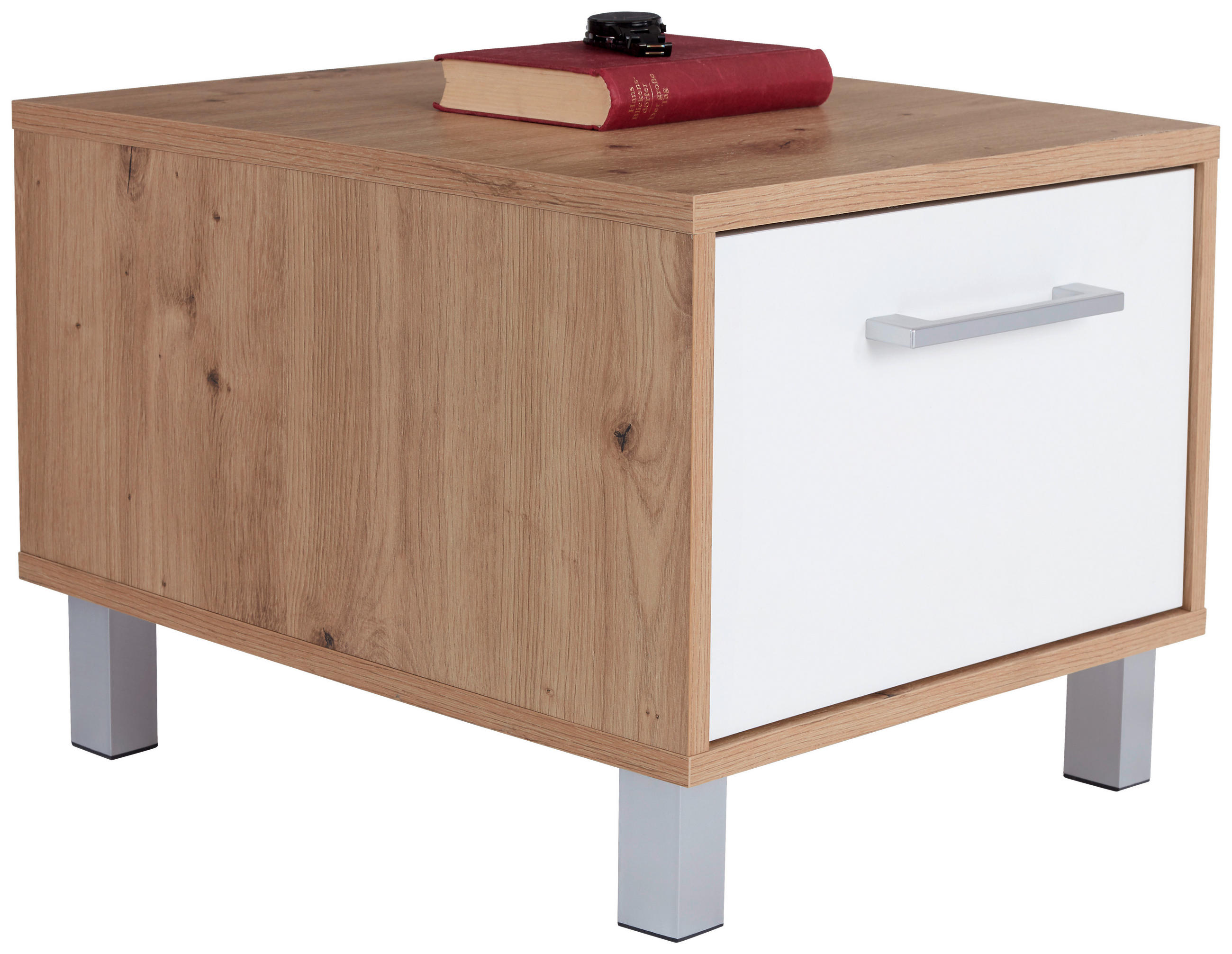 Nachtkästchen Eiche Dekor/weiß H: 37 Cm Box