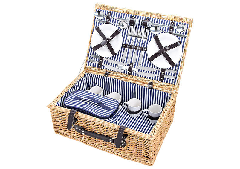 PICKNICKKORB FÜR 4 PERSONEN - Hellbraun, Basics, Holz/Textil (54/37/21cm)