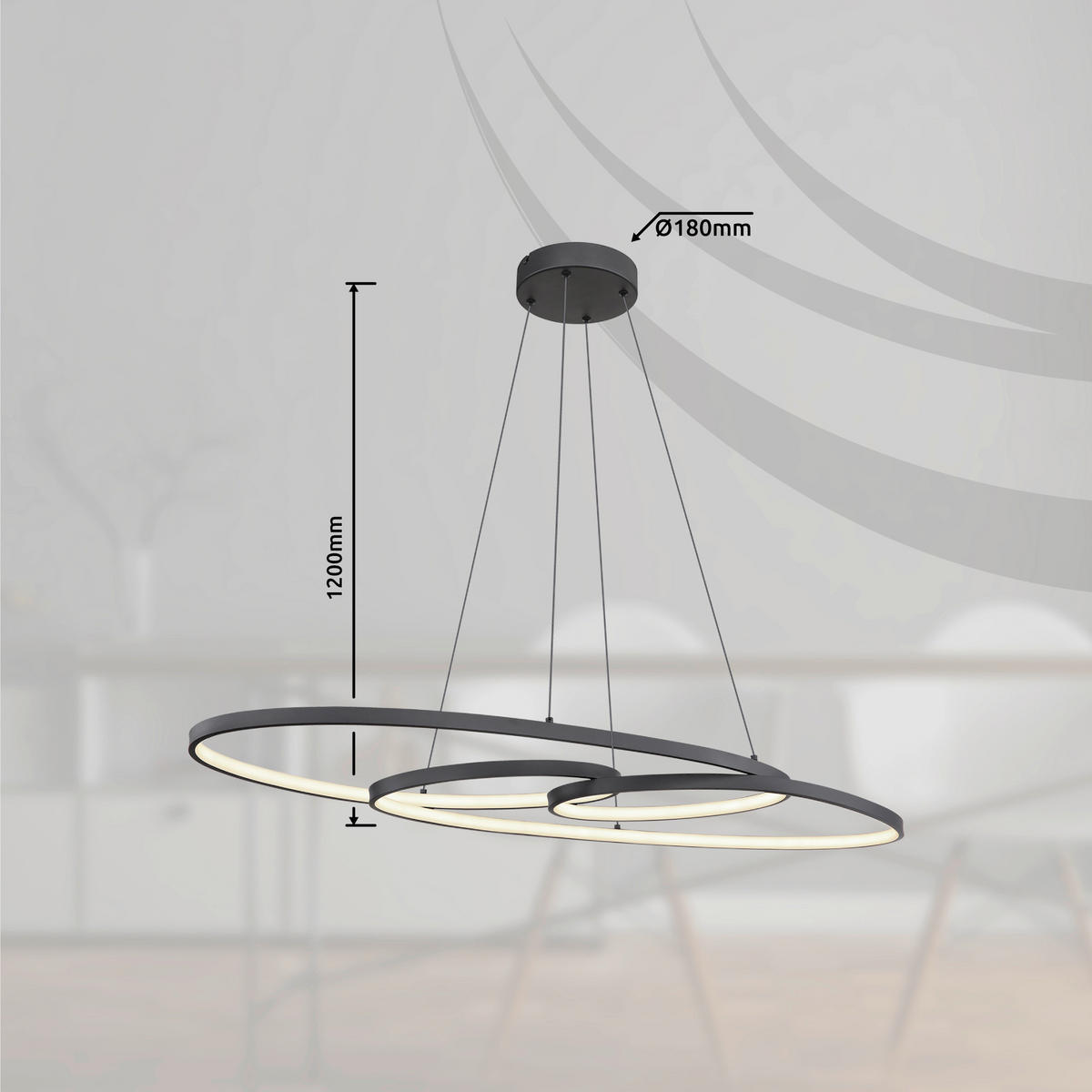 LED-HÄNGELEUCHTE SPIRA 100/36/122 cm   - Schwarz/Weiß, Design, Kunststoff/Metall (100/36/122cm) - Globo