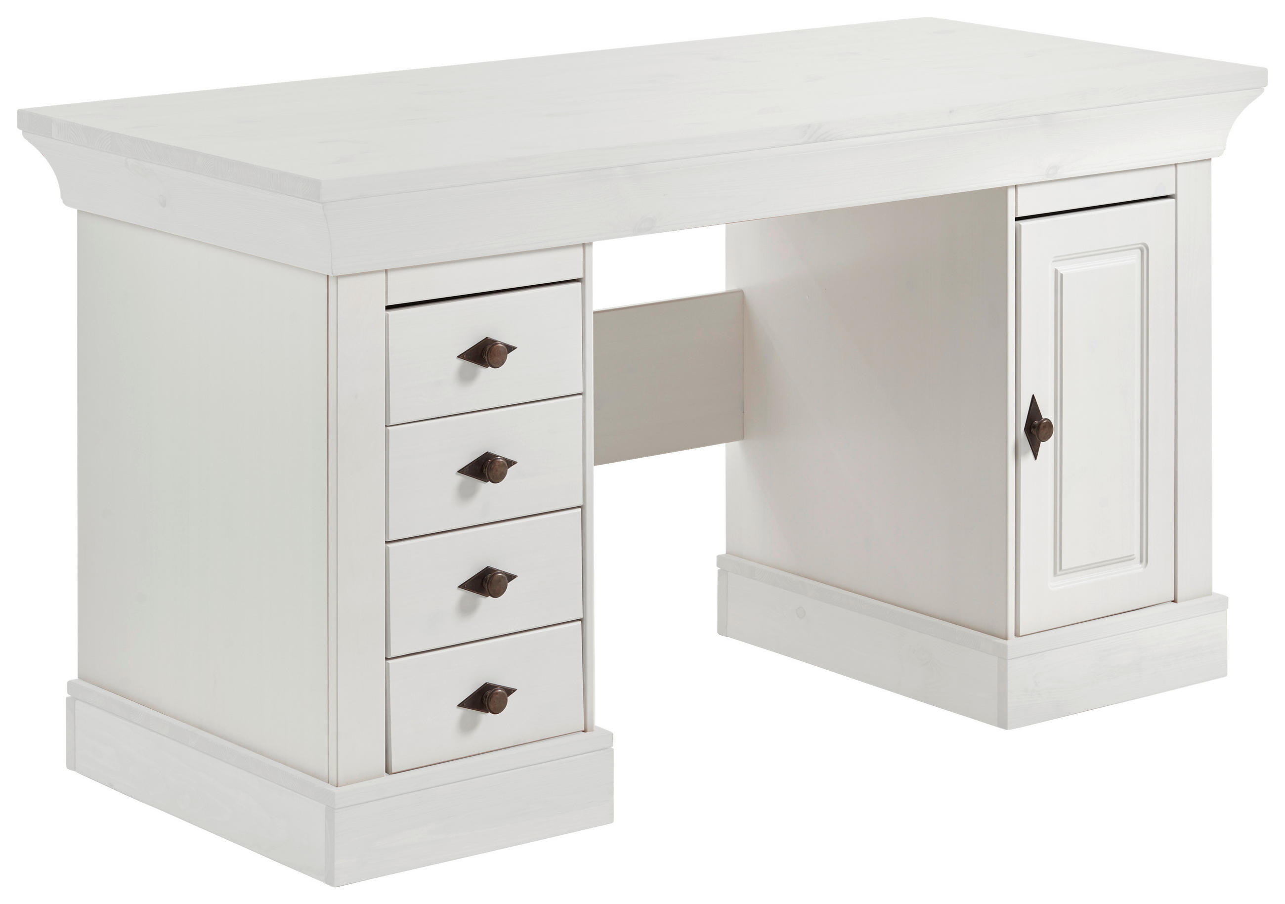 SCHREIBTISCH 143/65/77 cm Weiß  - Weiß/Kupferfarben, ROMANTIK / LANDHAUS, Holz/Metall (143/65/77cm) - Boxxx