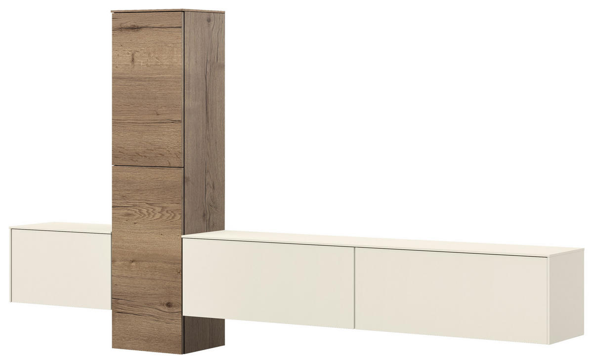 WOHNWAND  in Eichefarben, Magnolie  282/160/37 cm  - Eichefarben/Magnolie, Design, Holzwerkstoff (282/160/37cm) - Celina Home