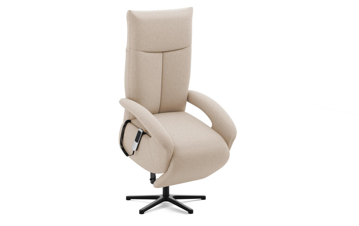 SESSEL in Flachgewebe Creme  - Creme/Schwarz, Konventionell, Textil/Metall (74/112/82cm) - Sit & More
