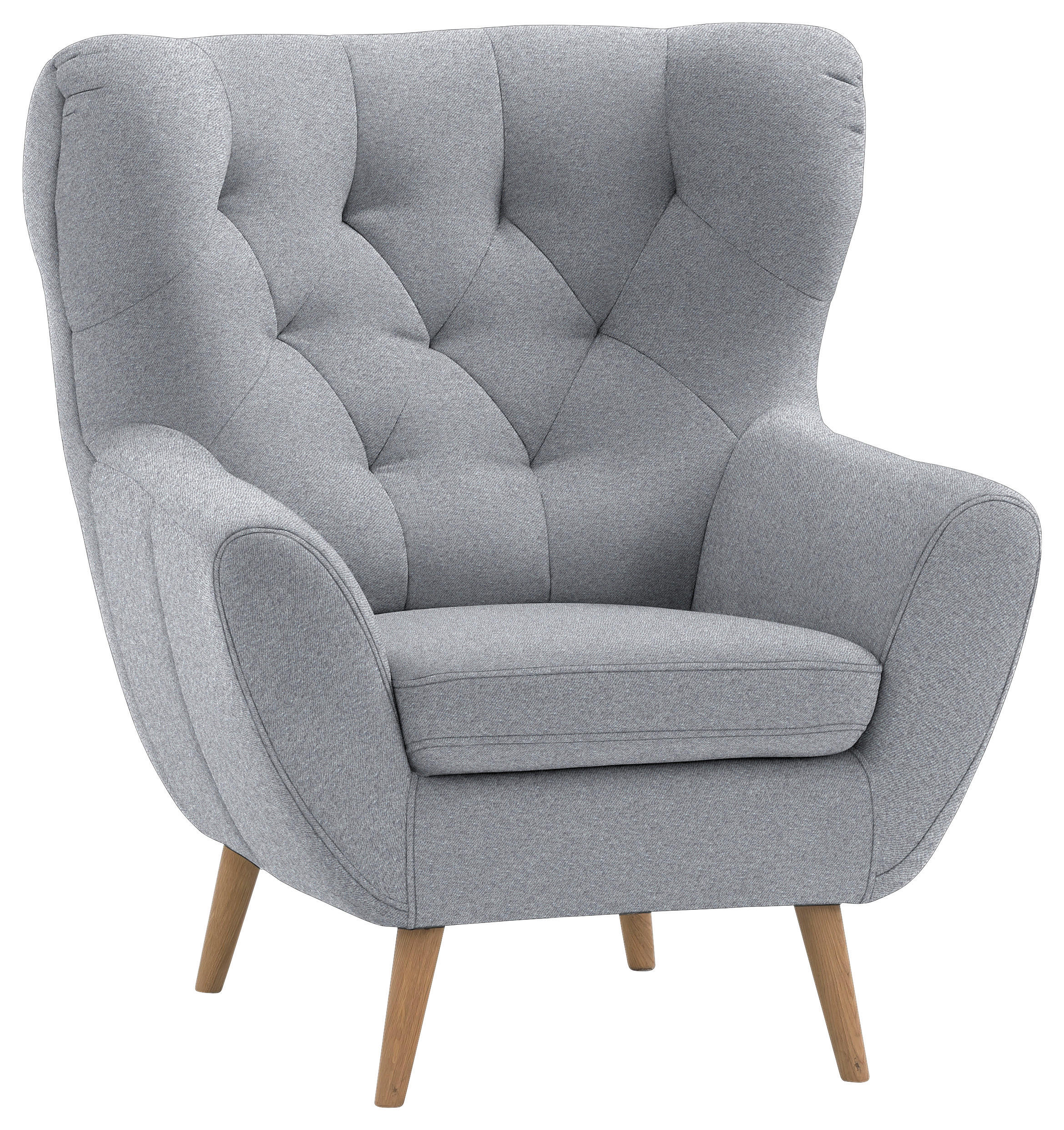 FAUTEUIL in Mikrofaser Grau  - Eichefarben/Grau, Design, Holz/Textil (87/101/95cm) - Stylife