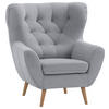 FAUTEUIL in Mikrofaser Grau  - Eichefarben/Grau, Design, Holz/Textil (87/101/95cm) - Stylife