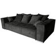 BIGSOFA in Flachgewebe Schwarz  - Chromfarben/Schwarz, KONVENTIONELL, Textil/Metall (256/68/122cm) - Carryhome