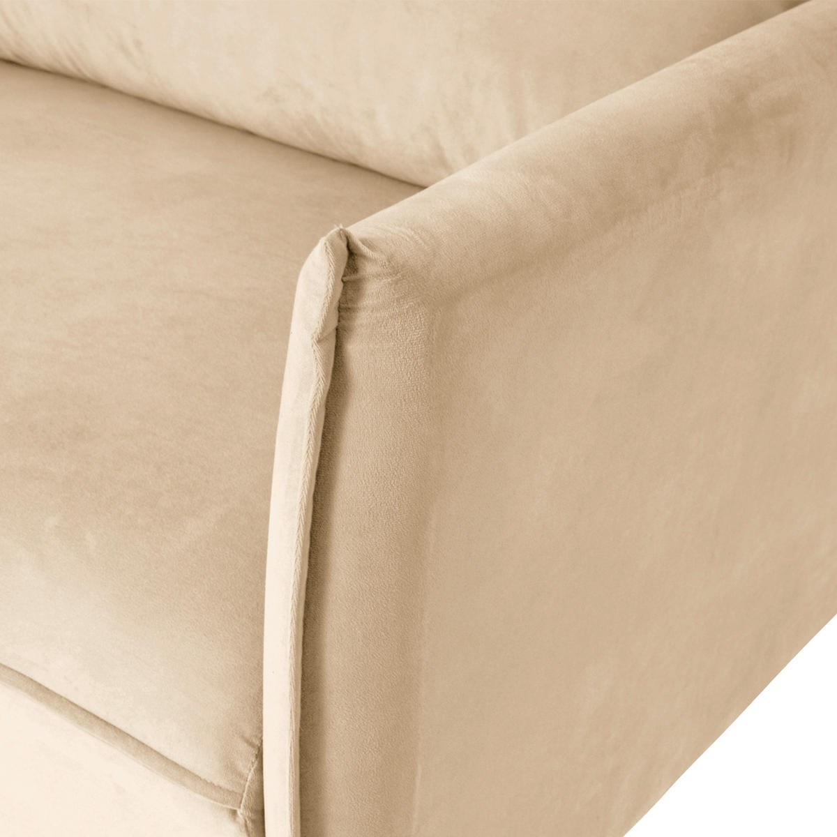 3-SITZER-SOFA JULI in Samt Beige  - Beige/Schwarz, Design, Holz/Textil (203/86/100cm) - P & B